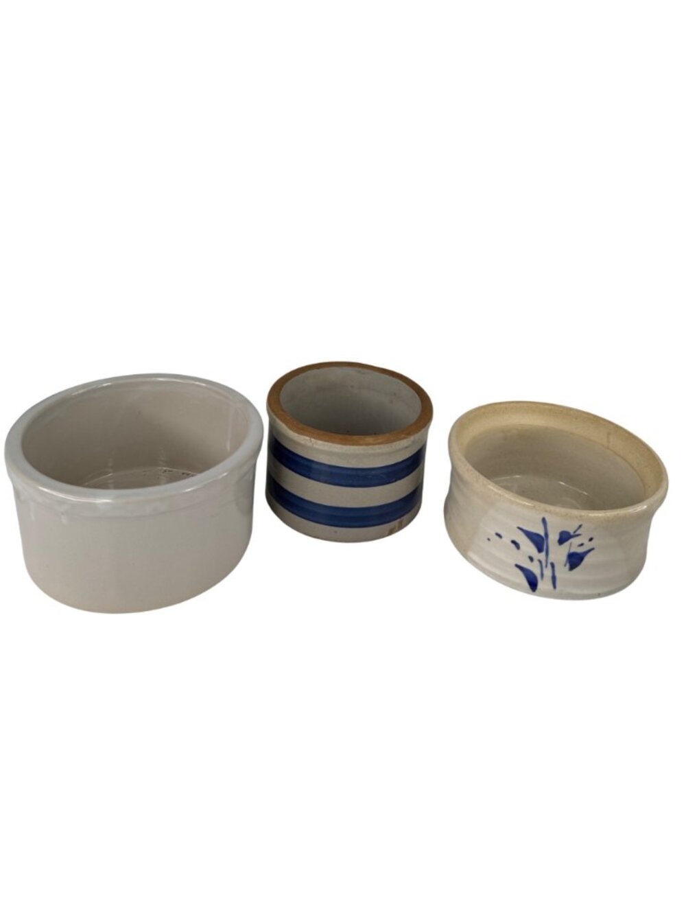 LeGrees Creamery Ceramic Butter Crocks Striped Rustic Set of 3 Vintage Stoneware - Picture 9 of 11